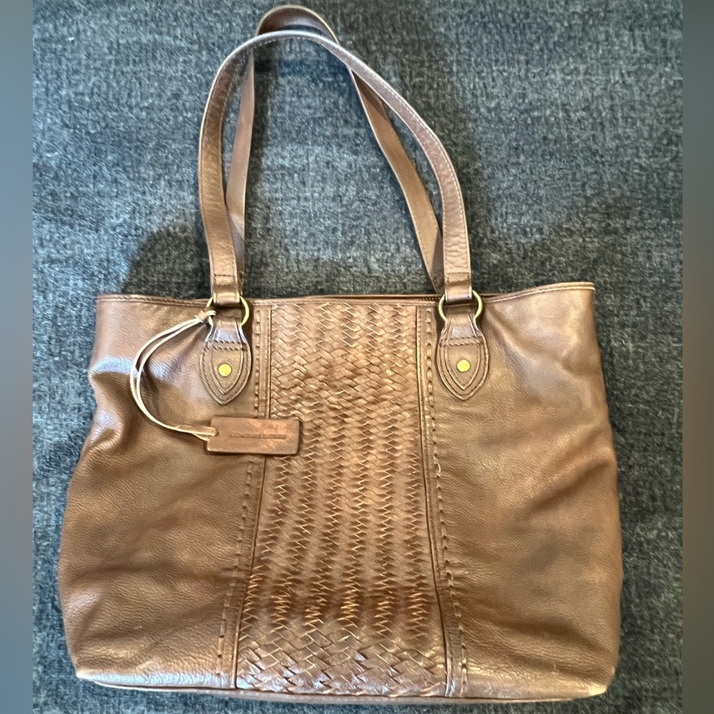 Cleo + Wolf brown leather woven purse